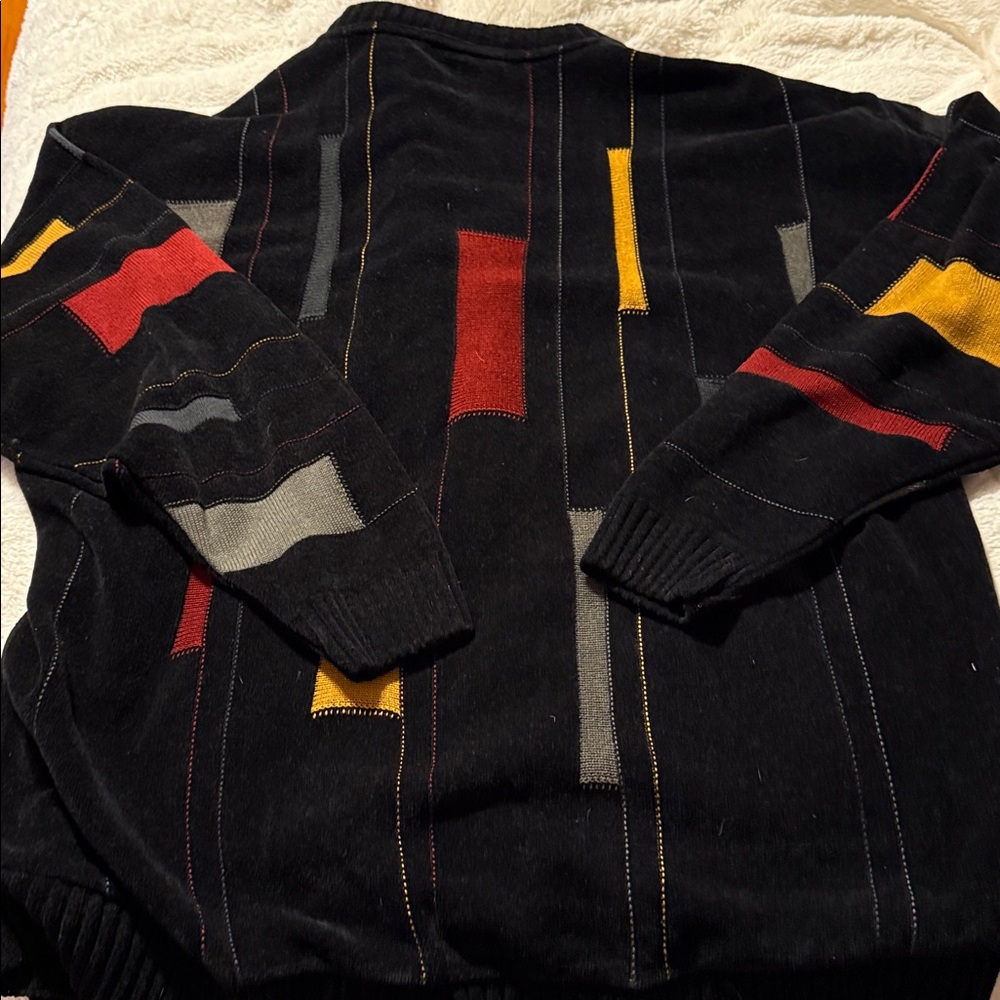 Protege’Men's Black  Multicolor Sweater with Red and Yellow Accents 2XLT - Picture 6 of 6